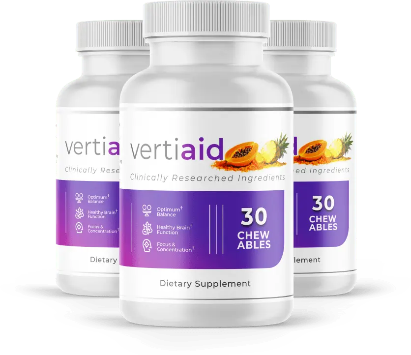VertiAid three-bottle package with clinically researched ingredients